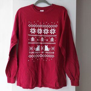 Ugly Christmas Red Long Sleeve Shirt Cats Long-Sleeve Tee Graphic Top Unisex